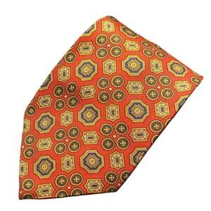 Vintage Y2K Tommy Hilfiger 100% Silk Necktie Red Medallion Tie Heritage Preppy